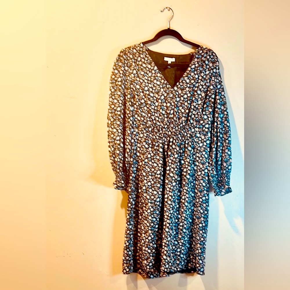 Rebecca Taylor Floral V-Neck 100%silk Dress Sz 8